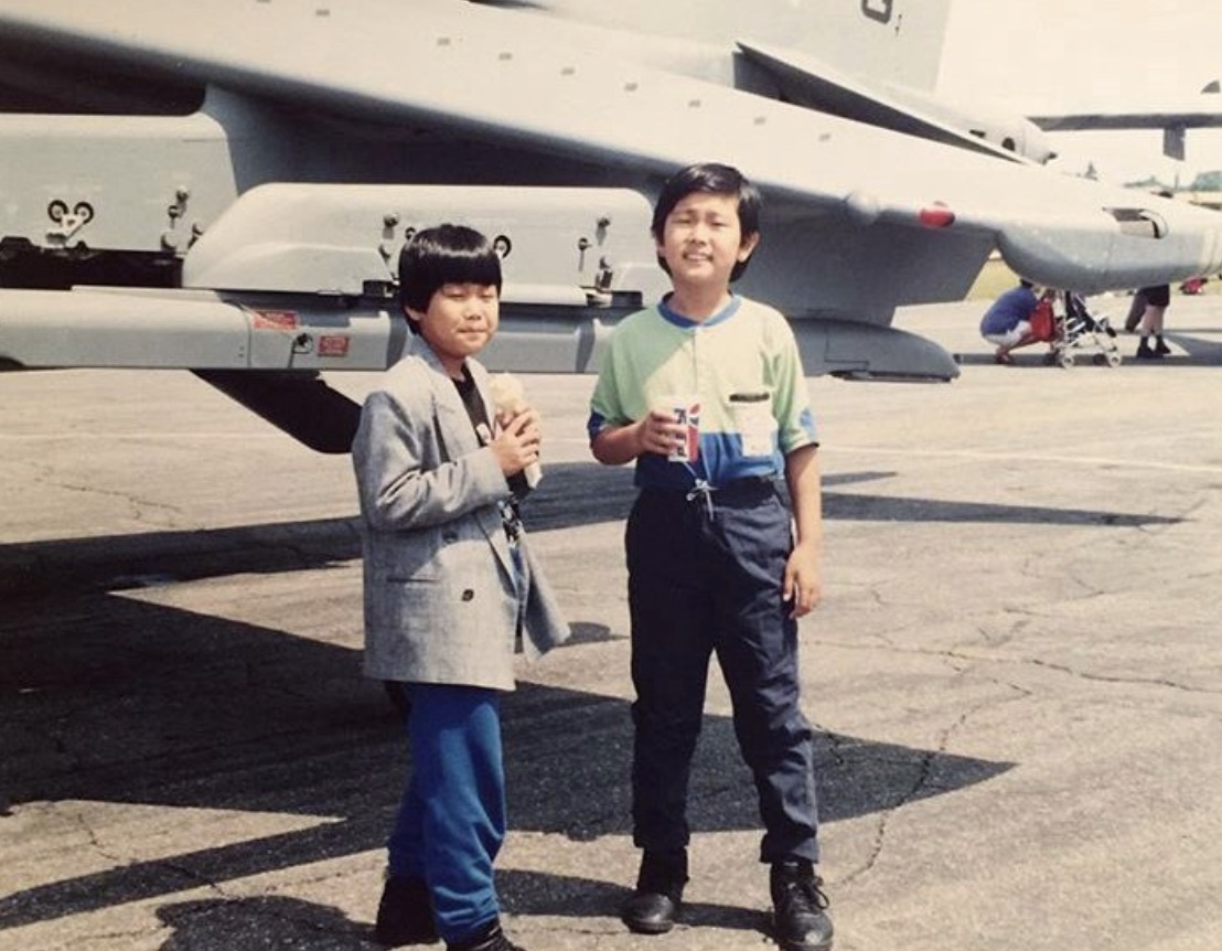 Jesus Calling podcast 406 featuring J.S. Park - young boy standing beside a military aircraft